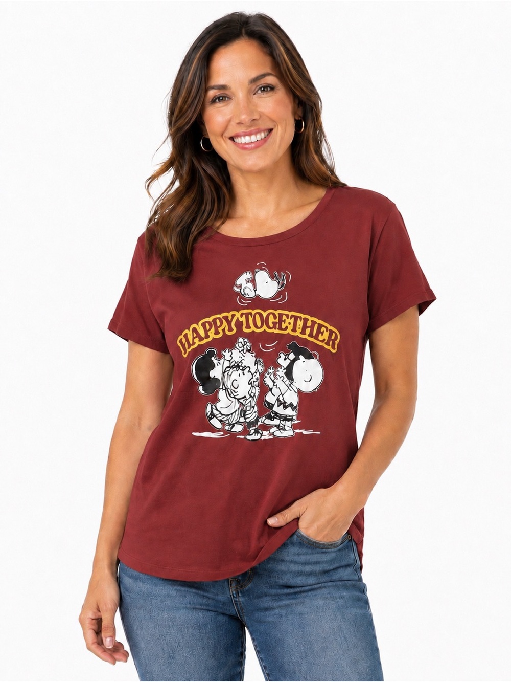 Peanuts Rusty Maroon Logo Crewneck Tee